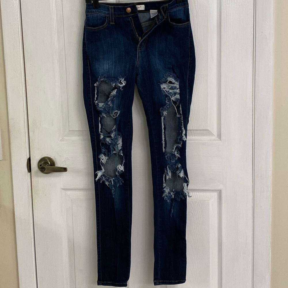 Vibrant m.i.u Ripped Distressed Dark Stretch Jeans